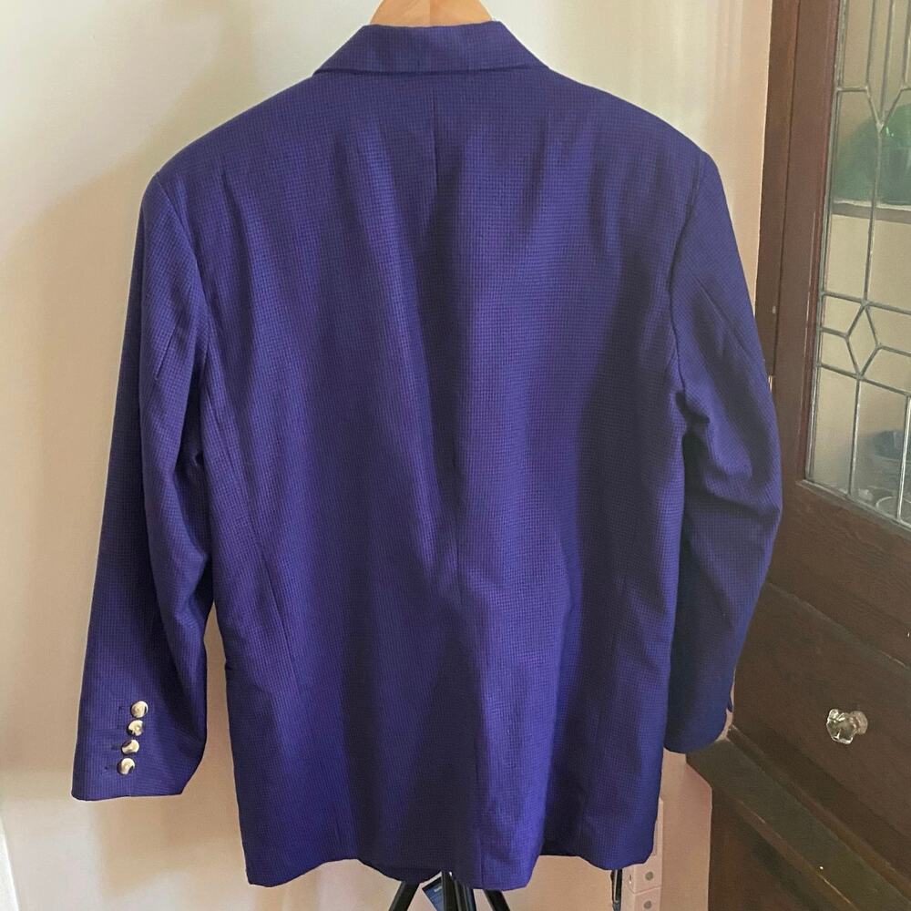Vintage Contempo Casuals Blazer Small Purple Black Plaid Power Boxy Jacket 80s - Picture 9 of 16